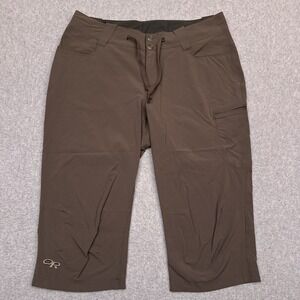 Outdoor Research Ferrosi Capri Pants Womens 8 Brown Stretch Hiking Camp Mid-Rise